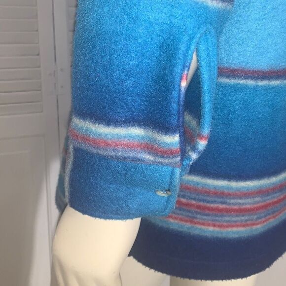 Vintage 80’s 90’s Oversized Blue Striped Zip Up Fleece Jacket Medium - Picture 10 of 14